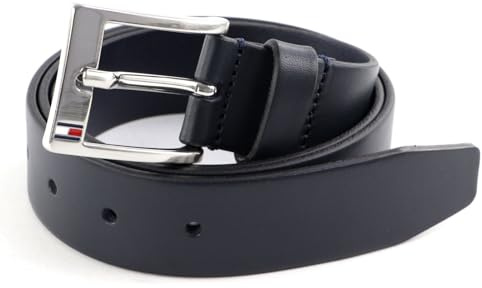 Tommy Hilfiger Uomo Cintura New Aly Belt Cintura in Pelle, Blu (Midnight), 115 cm