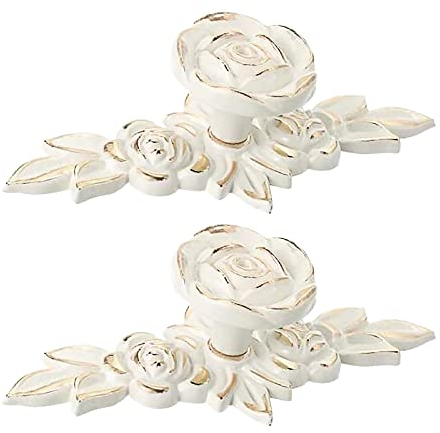 MOROBOR Euro Rose Lot de 2 boutons de placard avec plaque arrière, poignées vintage en alliage de zinc, boutons de tiroir pour armoire, commode, armoire avec vis de montage (bord doré)