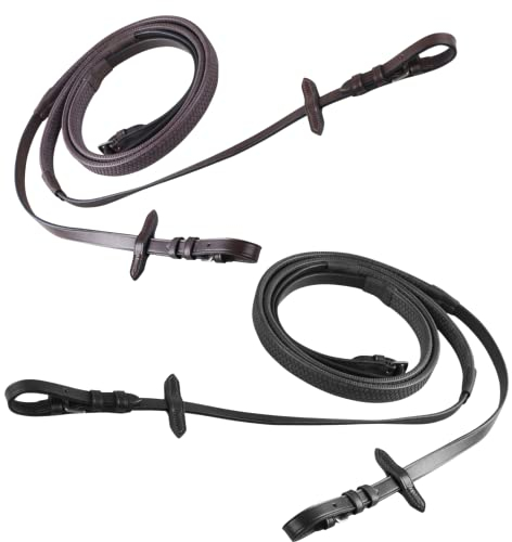 Start Gummizügel – 22 mm antirutsch Gummizügel mit Stopper und Butterfly-Knöpfen, Edelstahl-Schnallen – Rutschfester Griff (Pony, Schwarz)