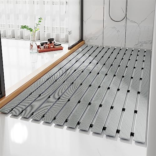 Pevfeciy Duschmatten rutschfest 61x90 cm / 2 kg geriffelte Duscheinlage rutschfest Antirutschmatte dusche für Moderne Duschraum,Automatische Entwässerung