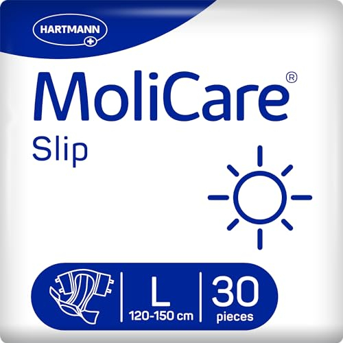 MoliCare® Slip Day - Windeln für Erwachsene bei mittlerer bis schwerer Harn- und Stuhlinkontinenz am Tag | zuverlässig, komfortabel & diskret | Größe L (120-150 cm Hüftumfang), 30 Stück