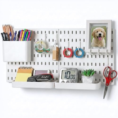 Kit Combinato Keepo per Pannello Forato, Pannelli Forati e Accessori Modulari da Appendere per Organizzatore a Parete, Organizzazione Artigianato, Esposizione di Ornamenti, Conservazione per Cameretta