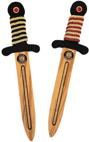 Liontouch - WoodyLion Toy Sword Set | Gold/Black & Gold/Red – Age 3-6 | Woodlike Daggers with Gemstones in Flexible Foam For Toddler Boys | Safe Accessories For Pretend Play, Dress Up & Costumes