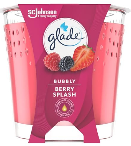 Glade Jar Candle, Scented Candle Infused with Essential Oils, Up to 30 Hours Burn Time, Bubbly Berry Splash, 112g