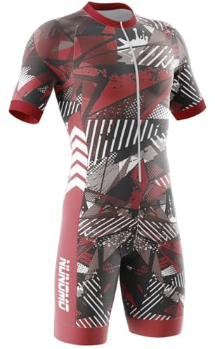 Triathlon Anzug Herren - Einteiliges Radtrikot - Trisuit Einteiler – Triathlonanzug - 3Taschen für Wettkampf Run, Cycle, Swim,Strumpfhosen Profi-Team Radsport-Kits (Type-8,XXS)