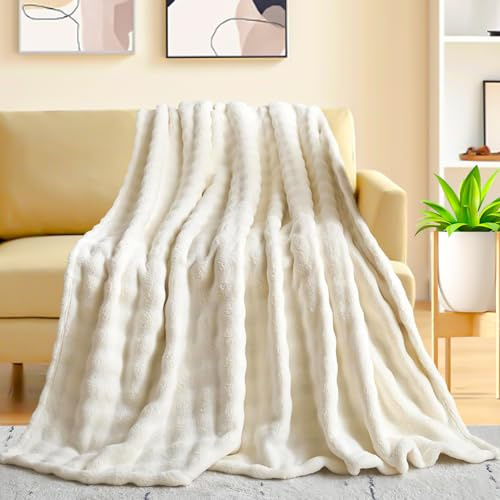 KOIUEYW Coperta Morbida Bianca per Divano - Calda e Morbida in Lana, 100 x 150 cm