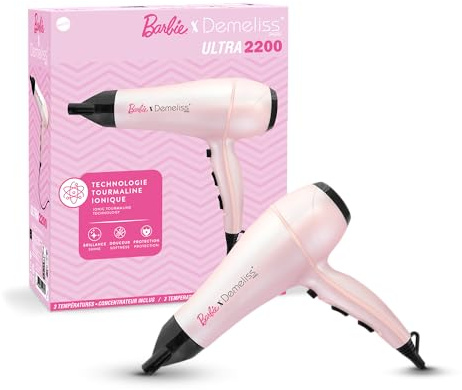 Demeliss Sèche-Cheveux ULTRA 2200 - Technologie Ionique Tourmaline Anti-Frisottis - 2 Vitesses, 3 Températures - Moteur Puissant Léger - Concentrateur Inclus - Brillance, Douceur