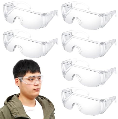 6 Pcs Schutzbrille kinder,Schutzbrille Arbeitsschutzbrille,Schutzbrillen,Schutzbrille ,Laborbrille,Arbeitsschutzbrille Für Brillenträger,überbrille Arbeitsschutzbrillen Kratzfest Für Damen Herren