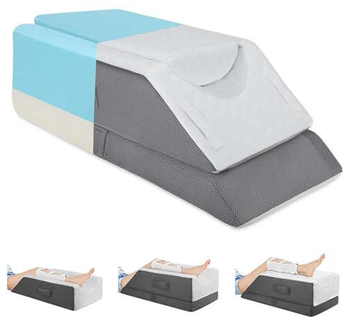 Cuscino per gambe in memory foam regolabile in altezza con forma a U, cuscino ergonomico per appoggiare le gambe in caso di gonfiore, dolore al ginocchio e recupero postoperatorio, design a 45°, fondo