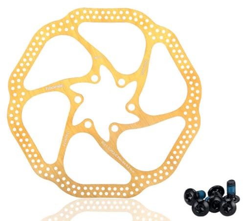 HOUSON Bicycle Brake Disc, 160mm 180mm MTB Discs for Road Bike, Mountain Bike, MTB, BMX, City Bike, HS1 160MM Gold