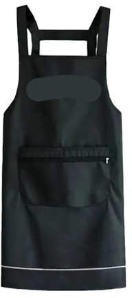 SynapSYA Delantal de Trabajo Delantales impermeables de cocina con bolsillos con cremallera, delantal de cocina de tela con bolsillos delanteros y ropa de cocina con cremallera(1C)