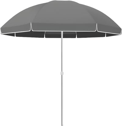 Ombrellone da Tavolo da Esterno da 8,5 Piedi, ombrellone da Mercato Boho con 4 regolazioni di Altezza, Resistente ai Raggi UV e Impermeabile per Patio, Giardino, Spiaggia, Ponte (Grigio)