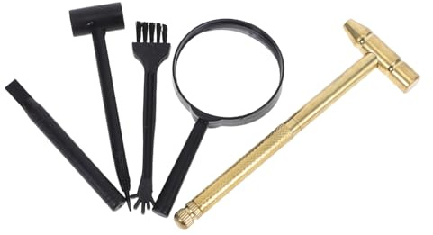 Abaodam Archaeological Excavation Tool Kit with Metal Hammer Brush Magnifier for Gemstone Digging Safe Stem Science for Childrens Outdoor Treasure Hunting and Skill Development