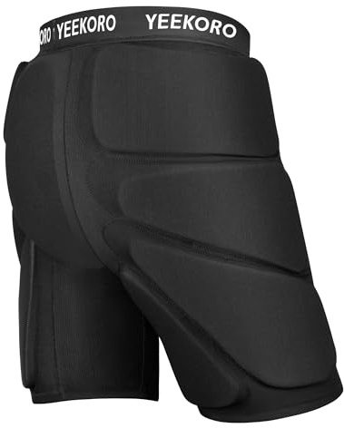 YEEKORO 3D Protective Padded Shorts for Snowboard, Ski and Skate, Protection Pads for Tailbone, Hip, and Butt, Crash Pad Impact Gear (M) Black