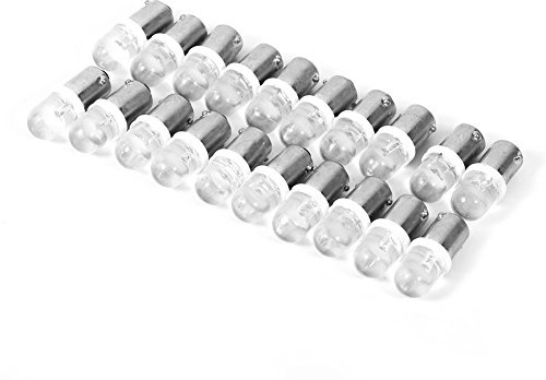 Qiilu 20Pcs T11 T4W LED Ampoules Blanc BA9S H6W 1895 Convexe 1 LED Auto Voiture LED Blanc Tableau de Bord Ampoule pour Les Clignotants, Les Feux de gyrophare latéraux, Les Feux de Tableau de Bord