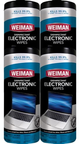 Weiman Electronic Screen Cleaner Wipes - 4 Pack Clean Your Laptop, Computer, TV, and All Electronic Equipment - Electronic Wipes - 30 Count
