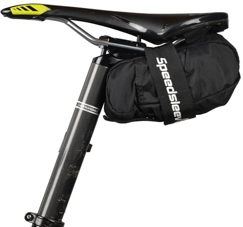 Speedsleev Ranger Large Bike Saddle Bag – Compact Under Seat Cycling Pack for Road, Gravel & MTB – Waterproof, Rattle-Free Tool Storage – Lightweight Bike Gear Bag with Reflective Safety Strap – Black
