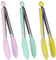HINMAY 9 Kitchen Premium Silicone Tongs with Non-Slip & Easy Grip Stainless Steel Handle, Set of 3 (Pink Mint Yellow)