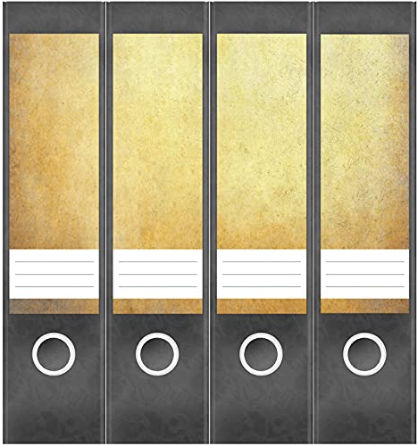 Etiketten für Ordner | Vintage Papier | 4 breite Aufkleber für Ordnerrücken | Selbstklebende Design Ordneretiketten Rückenschilder