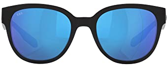 Costa Del Mar Damen Salina Rechteckige Sonnenbrille, Schwarz/Polarisiertes Blau, verspiegelt, 580 g, 53 mm
