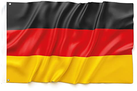 Bandiera Germania 90 x 150 cm - ultra resistente, doppia funzione con 2 occhielli e passante per asta, bandiera nazionale tedesca (1)