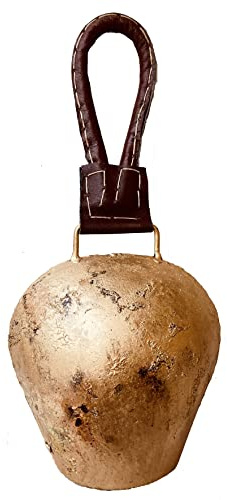 Cloche géante rustique en forme de vache avec revêtement en laiton