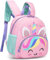 Tokeya Kinderrucksack Mädchen, Kleiner Einhorn Rucksack Kinder mit Brustgurt, Leicht Wasserdicht Vorschule Kleinkind Schulrucksack Kindergarten Schultasche für 1-5 Jahre, Rosa