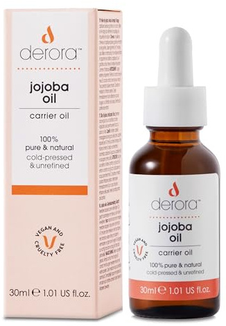 Derora Olio di Jojoba | Nutre pelle, capelli e unghie | Puro al 100% | Non raffinato | Naturale | Pressato a freddo | Antiossidanti e ricchi di vitamina E | Tutti i tipi di pelle (30 ml)