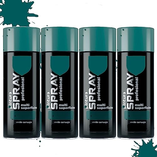 various Pintura Spray Verde Carrujes de 400 ml Adecuado para las Superficies de Metal, Madera y Plástico Pack de 4 Unidad