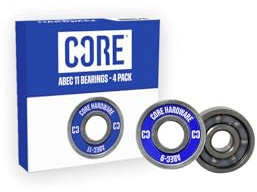 CORE ABEC 11 Skate Bearings - Pack of 4 Bearings for Skateboards, Scooters and Skates (4 Pack, Blue (ABEC 11)