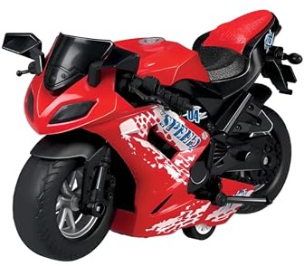 Moto Giocattolo con Luci e Suoni Reali del Motore Modellino Moto da Strada Movimento a Retrocarica Scala 1:12 per Bambini Sportiva Gioco con Movimento, Colori Assortiti Colore Casuale