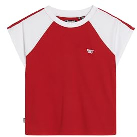 Superdry Damen Essential Retro T-Shirt mit Logo Scheunentor Rot/Weiß 42