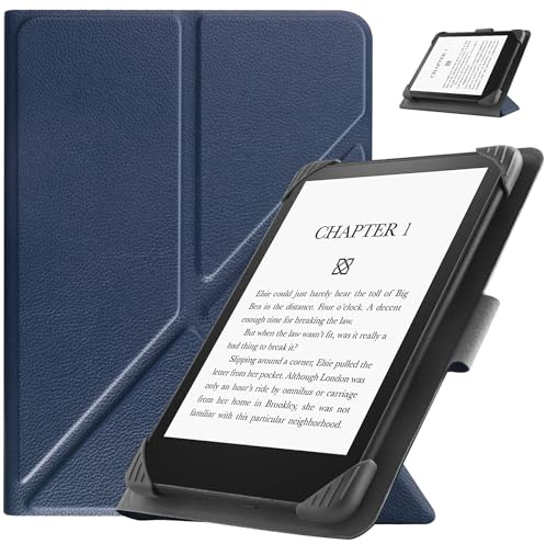 HGWALP Funda Universal para 6.8 7 Paperwhite eReaders, Funda Folio Stand Soporte con Correa Compatible con 6.8 Pulgadas 7 Pulgadas Paperwhite Kindle/Kobo/Voyaga/Lenovo/Sony E-Readers-Navy