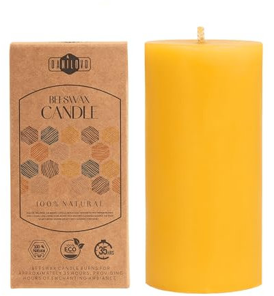 Danilovo Stumpenkerzen aus 100% Bienenwachs – Bienenwachskerzen in Premium-Qualität, Luxuriöses Accessoire für ein Gemütliches Zuhause (1 Stk., 5 x 10 cm, Brenndauer 35 Std)