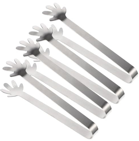 IMIKEYA 4 Pezzi Piccole Pinze Per Il Ghiaccio Cubo Pinze Di Ghiaccio Pinza Piccolo Riutilizzabile Pinze Per Cubetti Di Ghiaccio Pepita Silver Acciaio Inossidabile 430