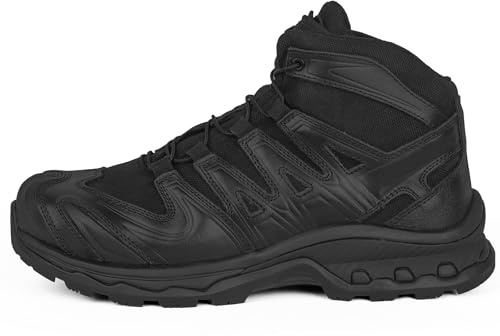 LUDEY Botas de Senderismo Hombre Mid Zapatillas Trekking Botas Montaña Antideslizante Zapatos de Senderismo Hombre Resistente a los Pinchazos Negro 46EU