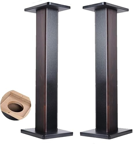 Universella fristående högtalarstativ – ett par trästativ HIFI-ställ stötdämpande sandfylld stark ljudbokhylla kompatibel brun 24 x 28 x 70 cm