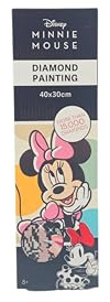 Minnie Mouse Diamond Painting para adultos y niños | Juego de pintura de diamantes Disney DIY 40 x 30 cm | Juego completo de manualidades con más de 15.000 piedras | Pintura creativa con brillantes