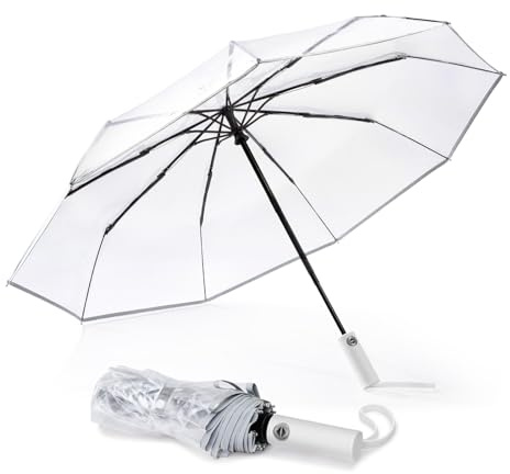 G4Free Small Clear Umbrella for Rain, 42 Inch Women and Men Use, Weddings, Proms, and Special Events, Auto Open & Close