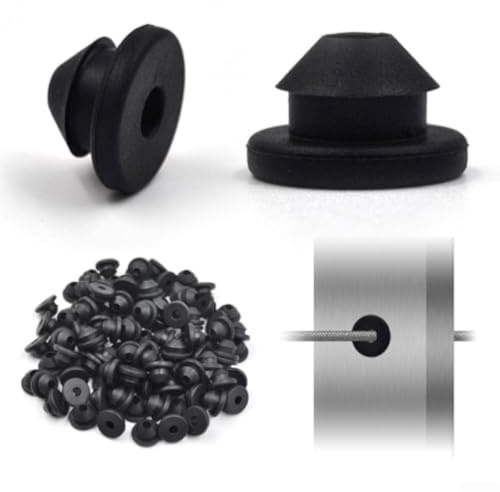 Cable Railing Rubber Grommets Fit Metal Cable Sizes 1/8, 5/32, 3/16, Provides Weather Resistant Seal for Posts to Prevent Moisture and Rust, for Outdoor Use (100PCS)