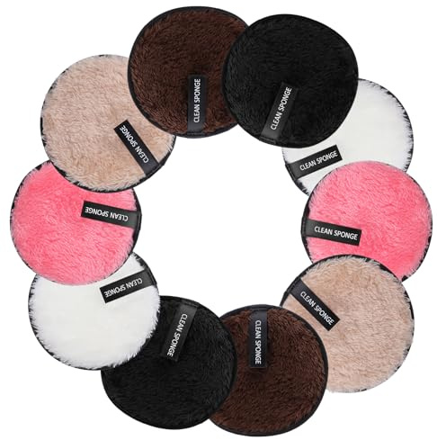 10 Pcs Makeup Remover Pads, Reusable Double-Sided Cotton Rounds for Face, Washable Organic Pad Eco-Friendly Reusable Cotton Rounds for All Skin Types Zero Waste Face Pads Travel Gadgets 5 Colors