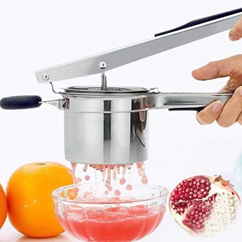 ZAWELIYO Potatispress i Rostfritt Stål, Löstagbar Matstötare med 3 Utbytbara Filternät och Ergonomiskt Handtag, för Potatis Grönsaker Frukttillverkningsrätter Desserter