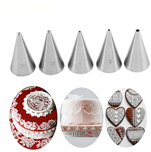 Set di 5 Beccucci Sac a Poche, Bocchette Sac a Poche Grande Inox Bocchette Decorative per Pasticceria Beccuccio Sacca a Poche Stella Punte per Piping per Decorare Cupcakes,Torte