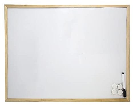 Pizarra Magnetica Blanca 45x60 cm. con Rotulador y 4 Imánes