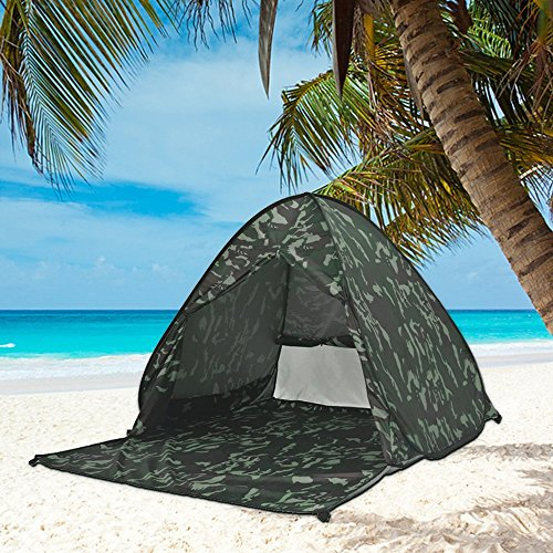 Eplze Strandzelt, Extra Leicht Automatik Strandmuschel mit Boden Sonnenschutz UV-Schutz, Familie Tragbares Strand-Zelt Outdoor Beach Tent Tragbar (Tarnfarbe)