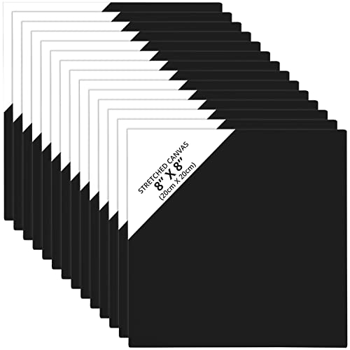 Belle Vous 14 Stk Leere Schwarze Leinwände zum Bemalen – 20 x 20 cm – Vorgespannte Kleine Leinwand – Schwarze Leinwand für Acrylfarben, Ölgemälde, Skizzen und Zeichnungen