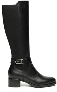 Nero Giardini I514643D Stivali Donna in Pelle E Tessuto - Nero 38 EU
