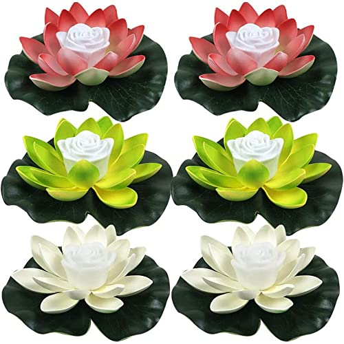 Solarleuchte 18cm LED Lotus Laterne Wasserlaterne Schwimmlaterne Solarlampen für außen Wasserdichte Garten Pool Licht Teichlicht Künstliche Seerose Licht für Garten Schwimmbad Brunnen Aquarien