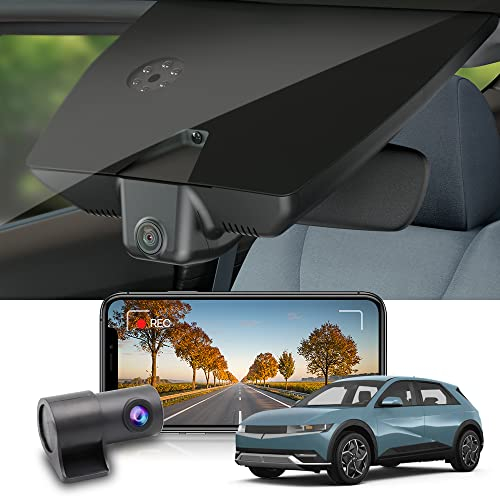 Fitcamx Dashcam Vorne Hinten 2160P+1080P Kompatibel mit Hyundai IONIQ 5 2022 2023 2024 SEL Limited (with Auto Dimming), OEM Dashcam 4K Video WiFi, Loop-Aufnahm, G-Sensor, WDR Autokamera, 128GB-Karte