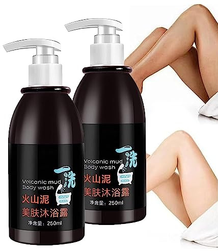 3 In 1 Effective Volcanic Mud Skin Whitening Body Lotion,250ml Lifusha Volcanic Mud Body Wash Whitening,Bath Whitening Mud,Deep Clean Fast Whitening Moisturizing Firming Skin (2 Pcs)